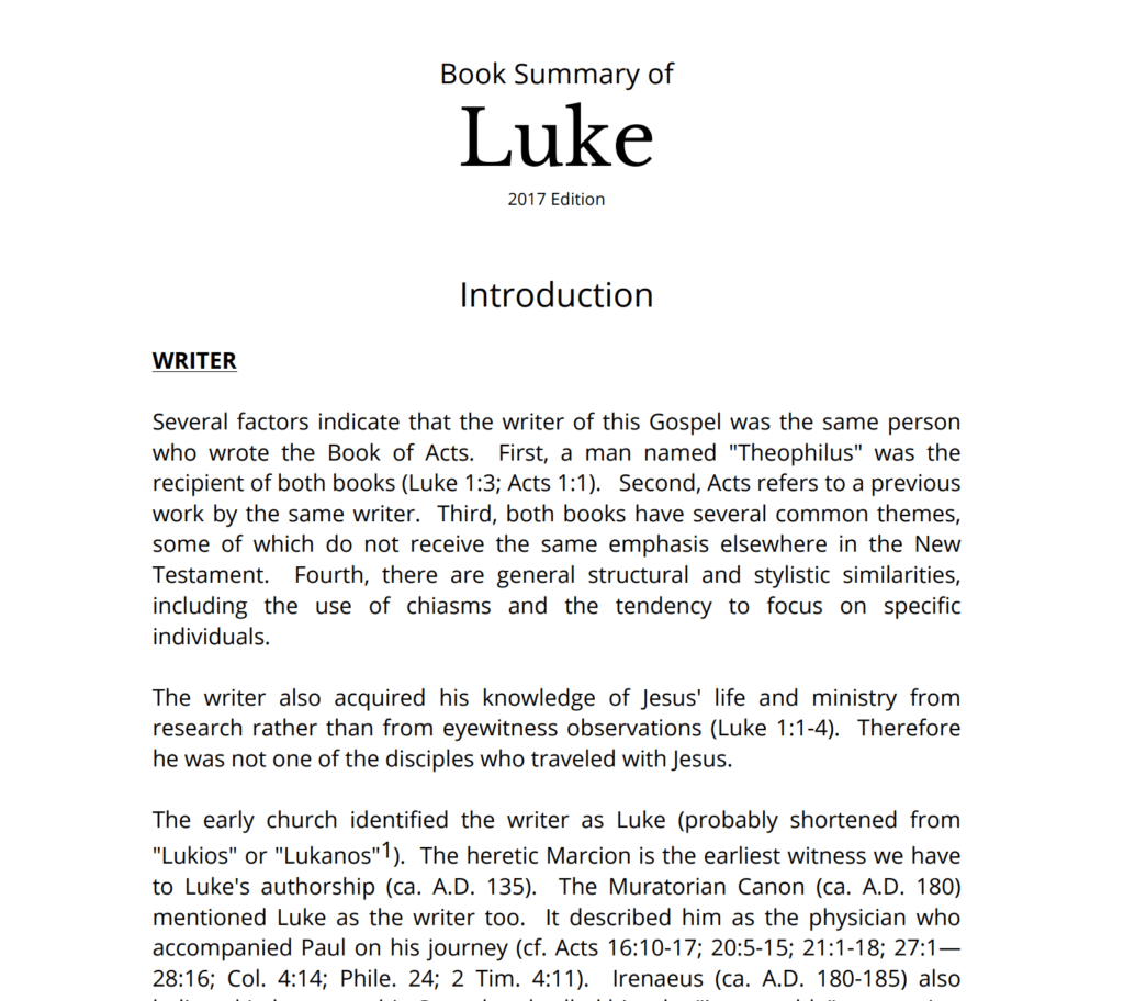 sermonary bible book summary luke