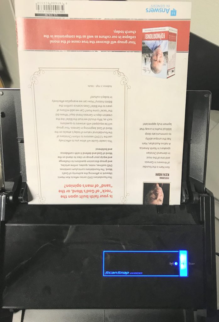 scanning book in scanner
