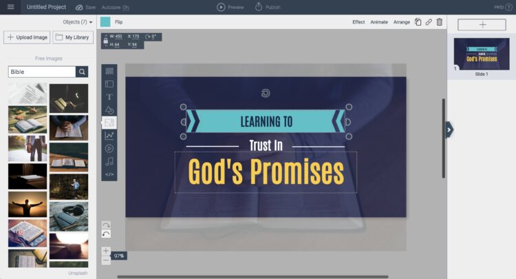 Example of church website graphic