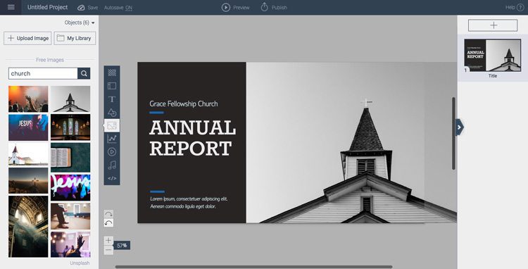 Example of church presentation - Visme, visual communication tool