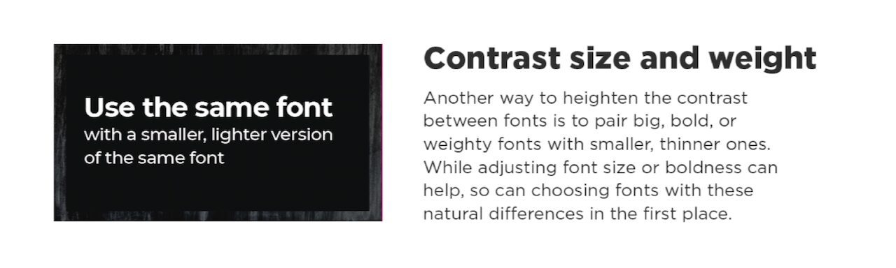 Contrast size and weight