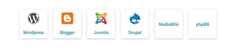 Joomla Drupal Blogger and other platforms