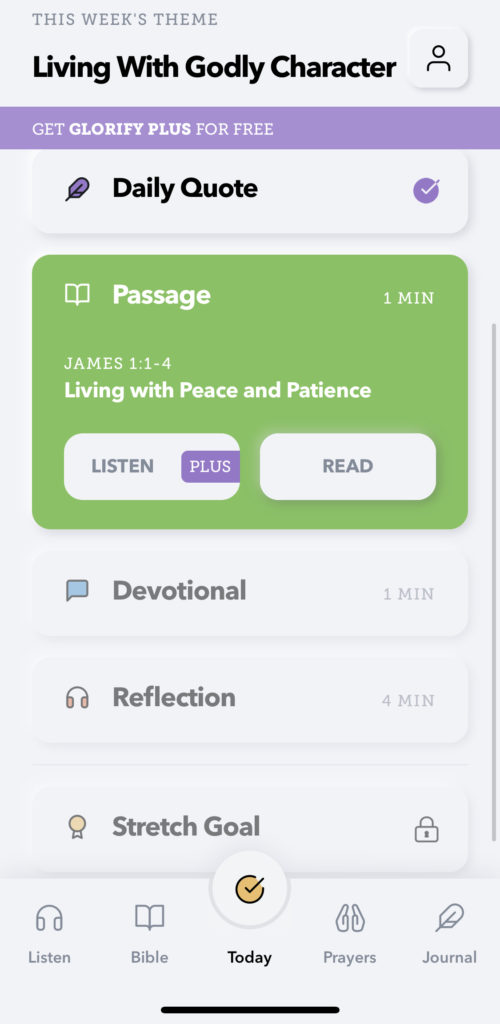 Glorify Devotional App Screen