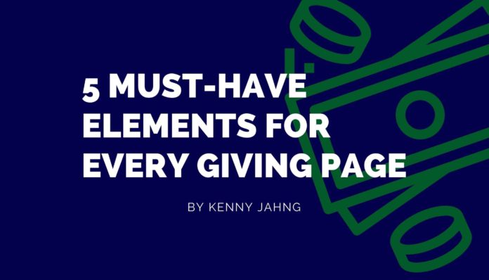 website giving page elements