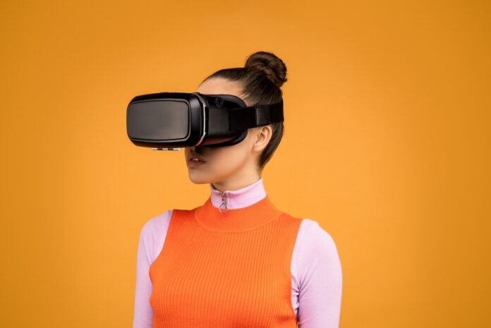 Woman Going To Virtual Reality Church