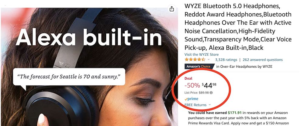 alexa built-in headphones on sale 50% off