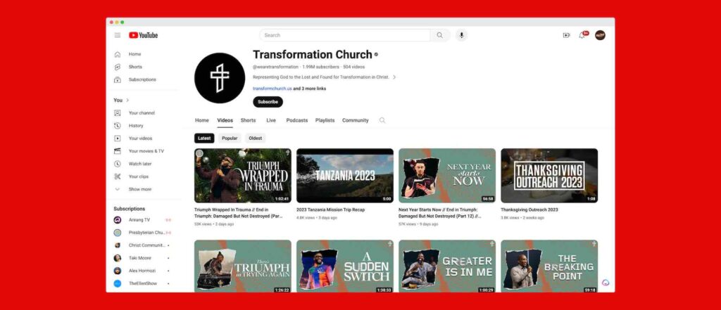 Unlock 2024's Biggest Church Growth Secret: Master YouTube For Your Church. Here's Why. 2 ss transformation church youtube channel