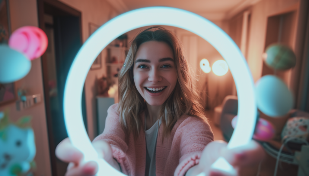 How To Craft Irresistible Open Loops That Drive Engagement On Social Media 1 woman shooting selfie video with ring light easter