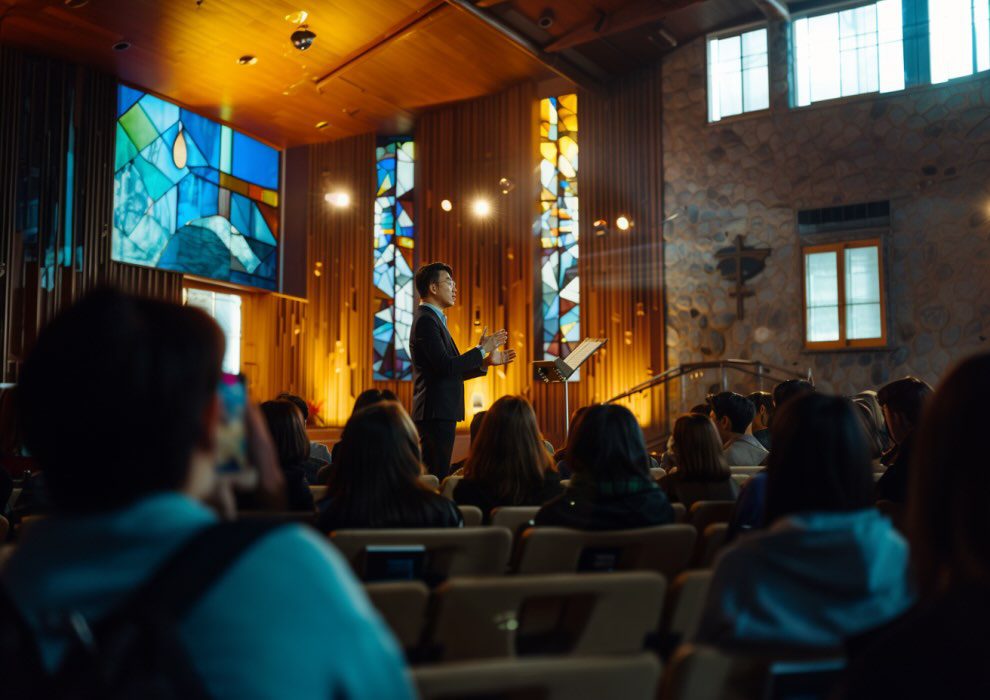 midjourney korean pastor preaching