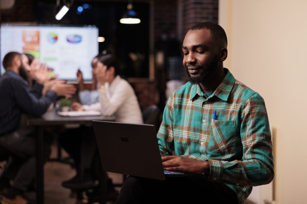 portrait of smiling african american startup emplo 2023 11 27 05 23 39 utc