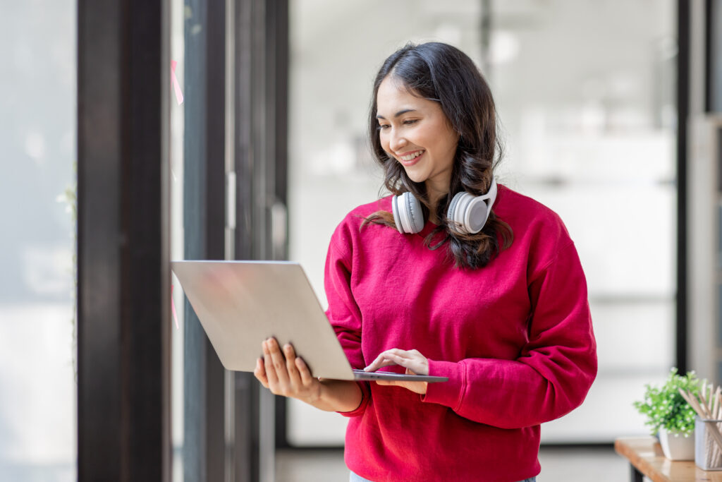 young smiling caucasian asian student freelancer w 2023 11 27 05 00 07 utc