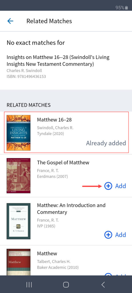Add a Physical Book to Your Logos Library from Mobile add book