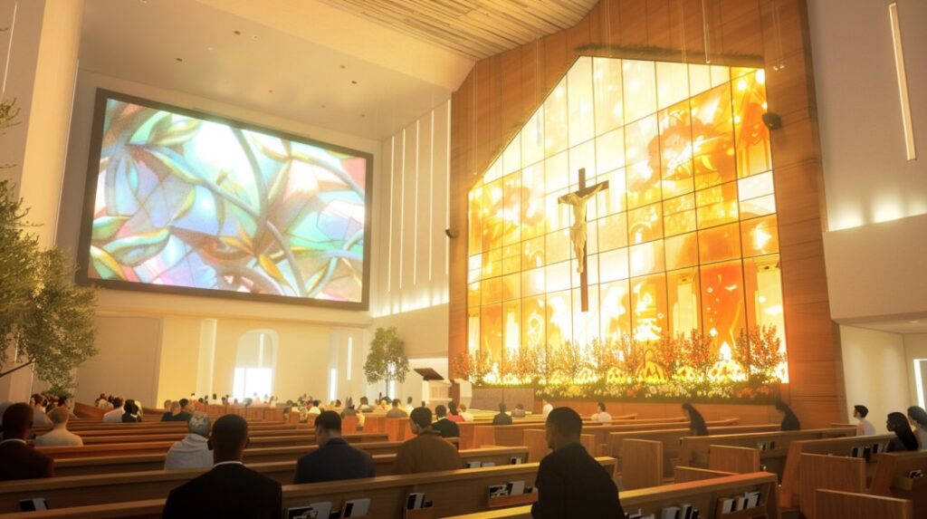 modern church digital stained glass