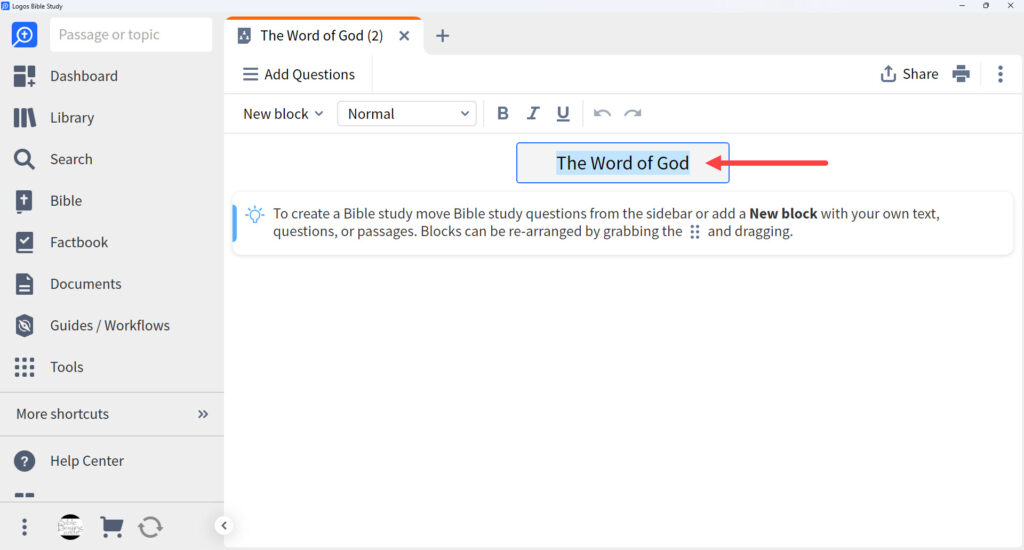 03 Bible Study Builder Rename the Bible Study