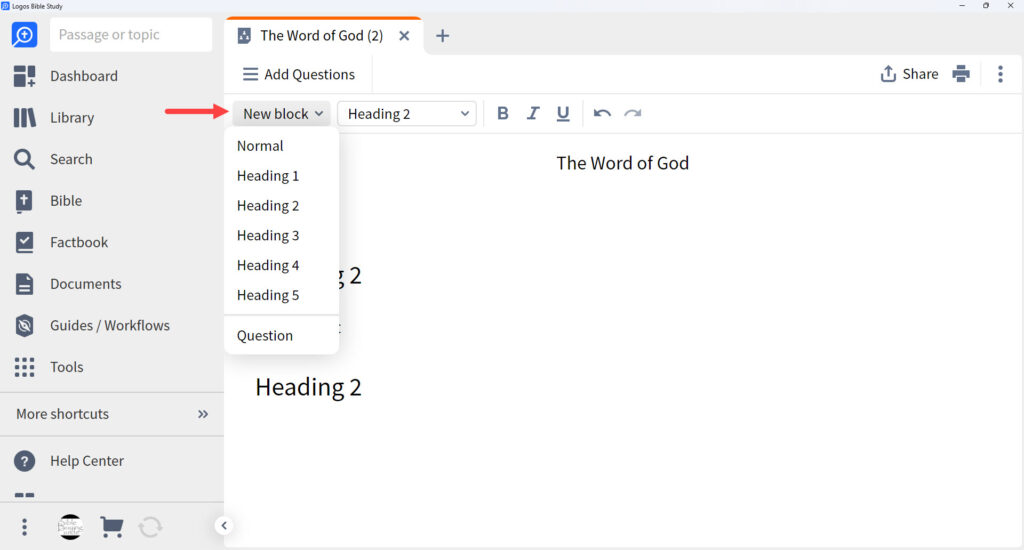 04 Bible Study Builder Add a New Block