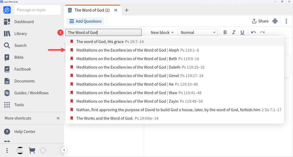 08 Bible Study Builder How to Find Discussion Questions results