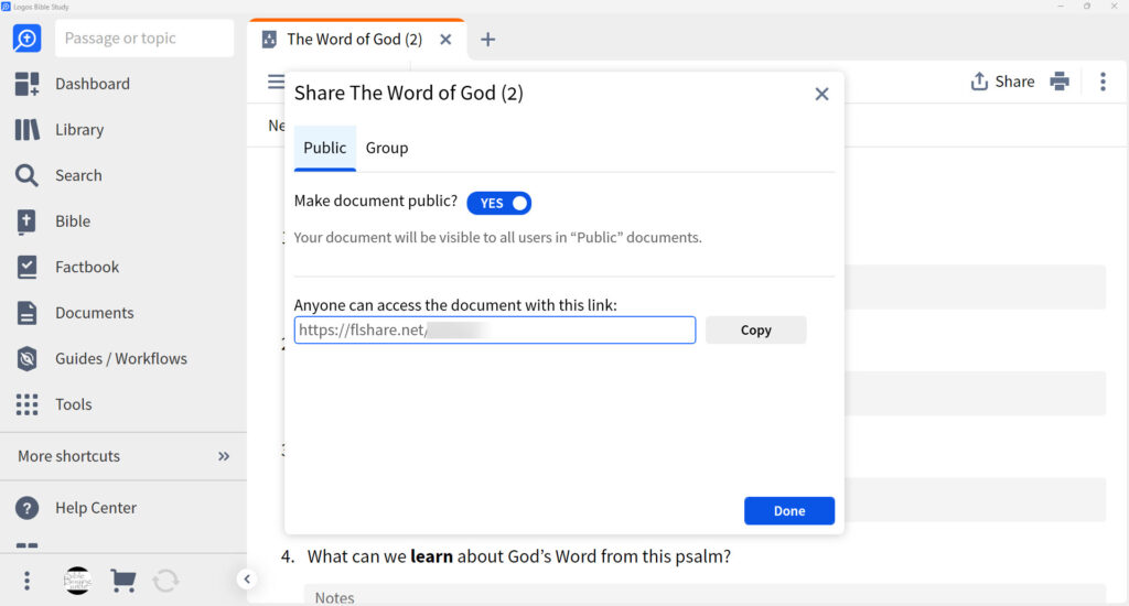 12 Bible Study Builder How to Share or Print the Bible Study share