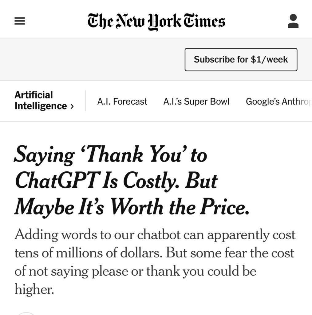 NYT polite prompting sam altman